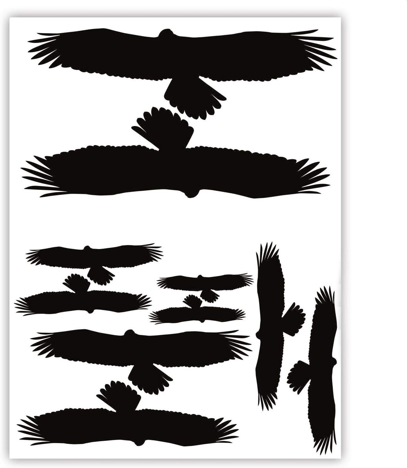 vogelbescherming raamstickers 10 stuks - 5 maten van 9 x 3 cm tot 32 x 10 cm - zelfklevende folie - ServiceTopper