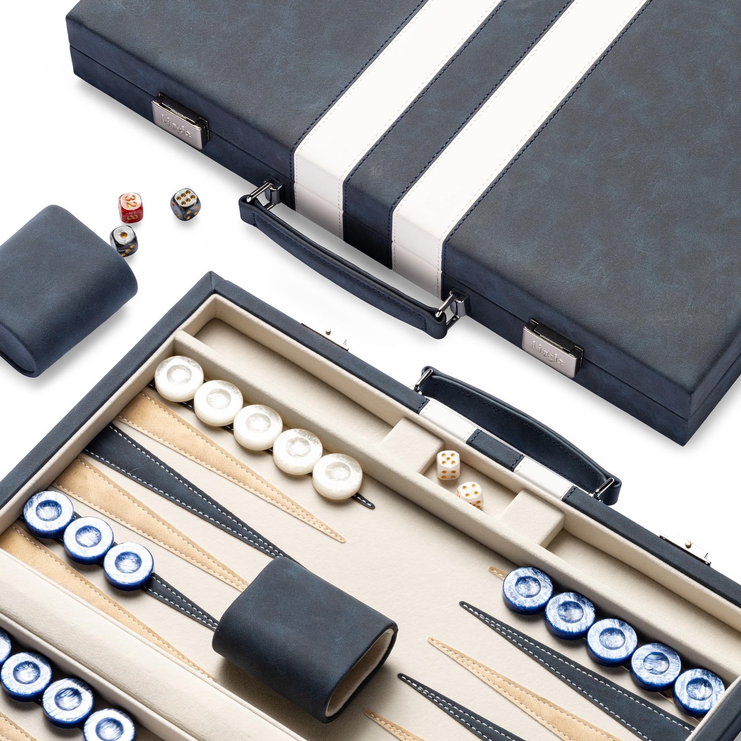 Klassiek Backgammon Spel - 15 Inch Reisformaat - Faux Leer en Fluweel