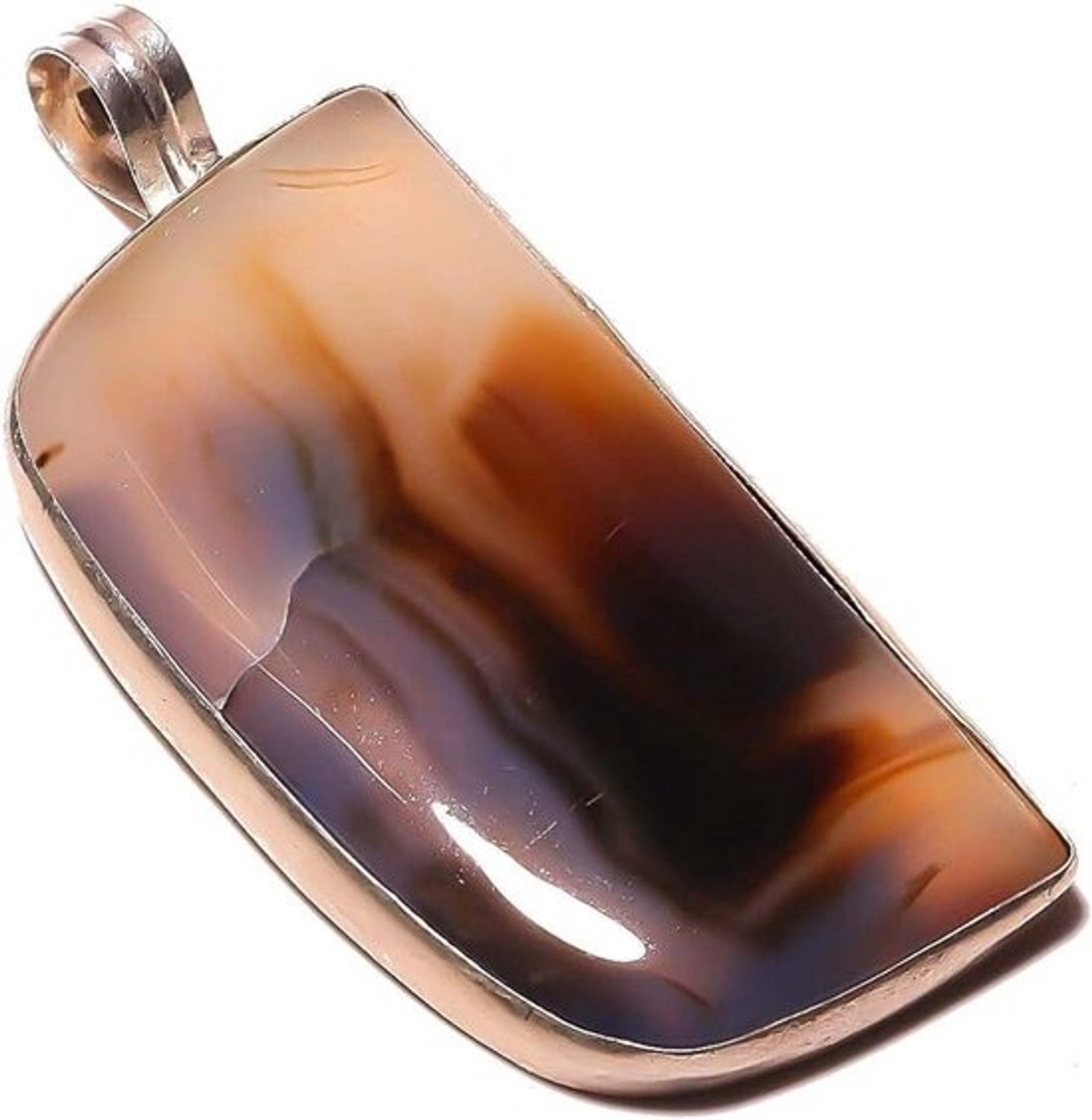 Handgemaakte Botswana-agaat hanger - 2.5" lang - verzilverd - sieraad van Kashish voor alle gelegenheden