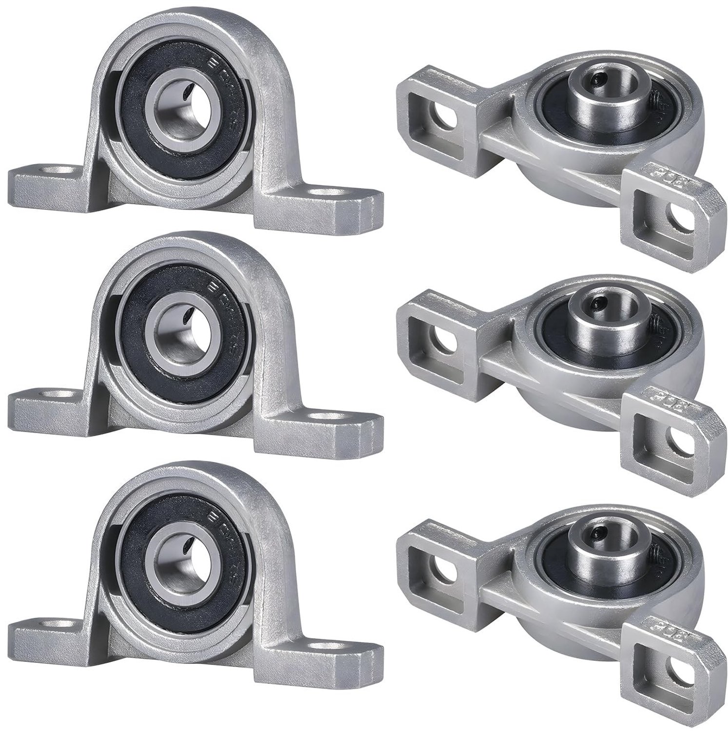 Set van 6 Standaard Lagertjes 8mm met Zinklegering Flens, Zelforiënterende Lagertjes voor 3D Printers en CNC Machines, Ideaal voor Asaccessoires en Precisietoepassingen