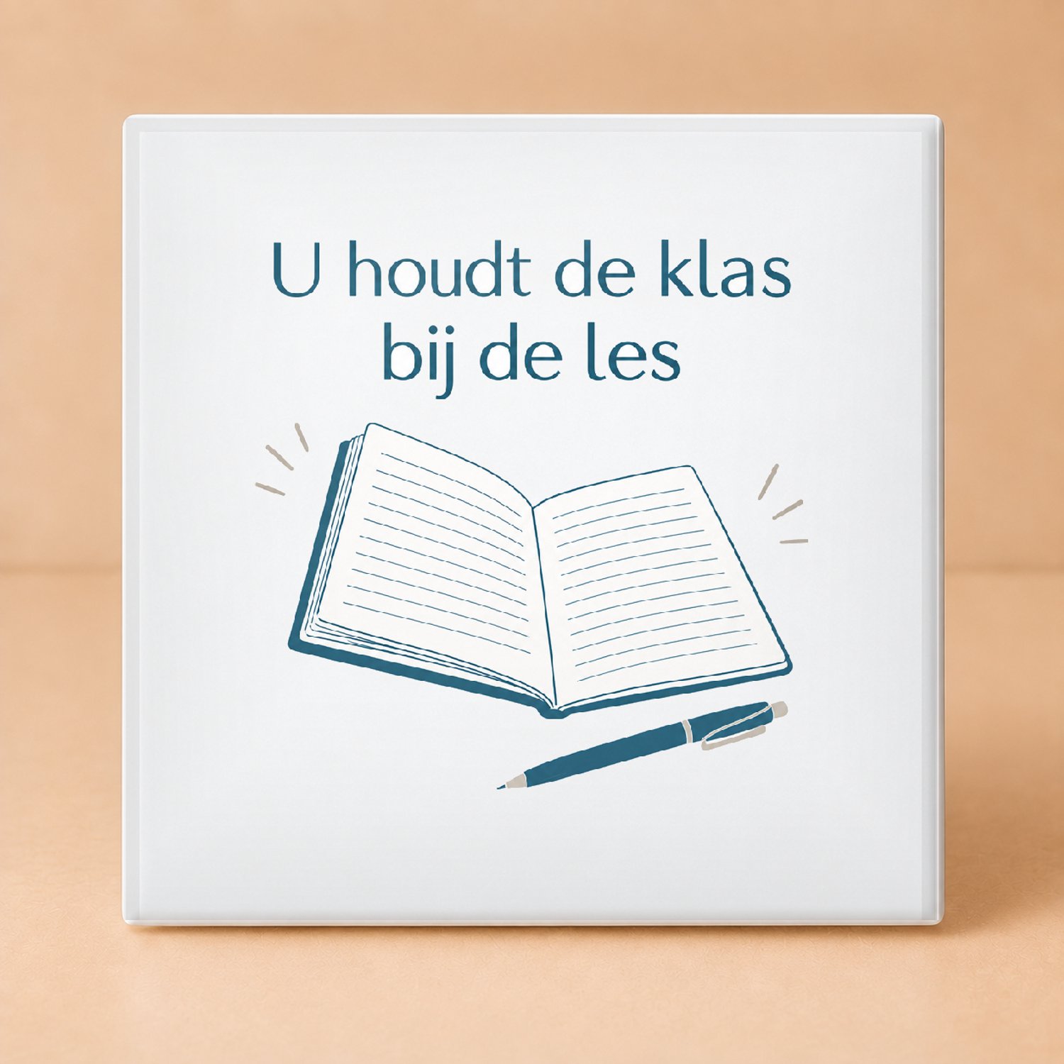 Bedruk King Minimalistische Meester Pauzebel Tegel – Strakke Zwart-Wit Lijntekening voor Leraren en Docenten - 11 x 11 cm