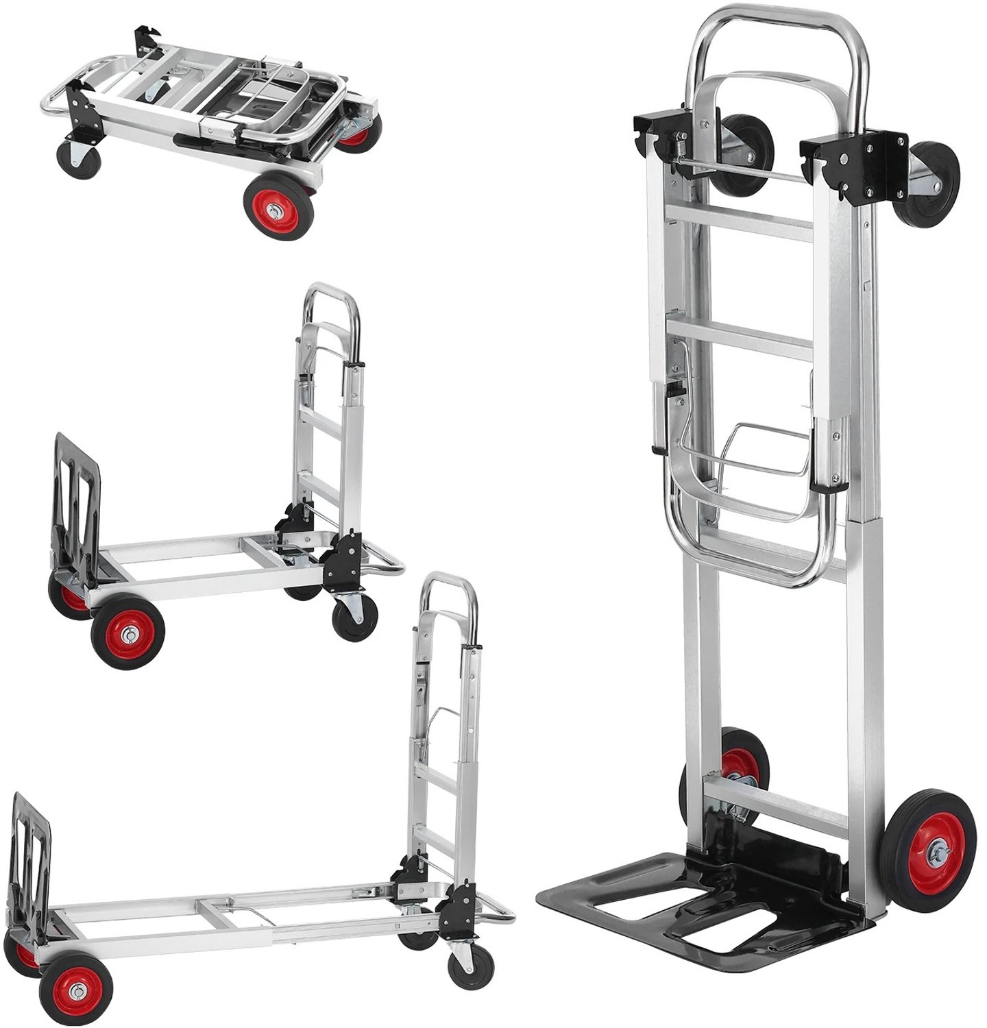 VILIMA - Steekwagen - Bagagewagen - 2 in 1 - Opvouwbare steekwagen - Lichtgewicht - 38,4×40,2×107,5 cm - Draaggewicht tot 181,4 Kg
