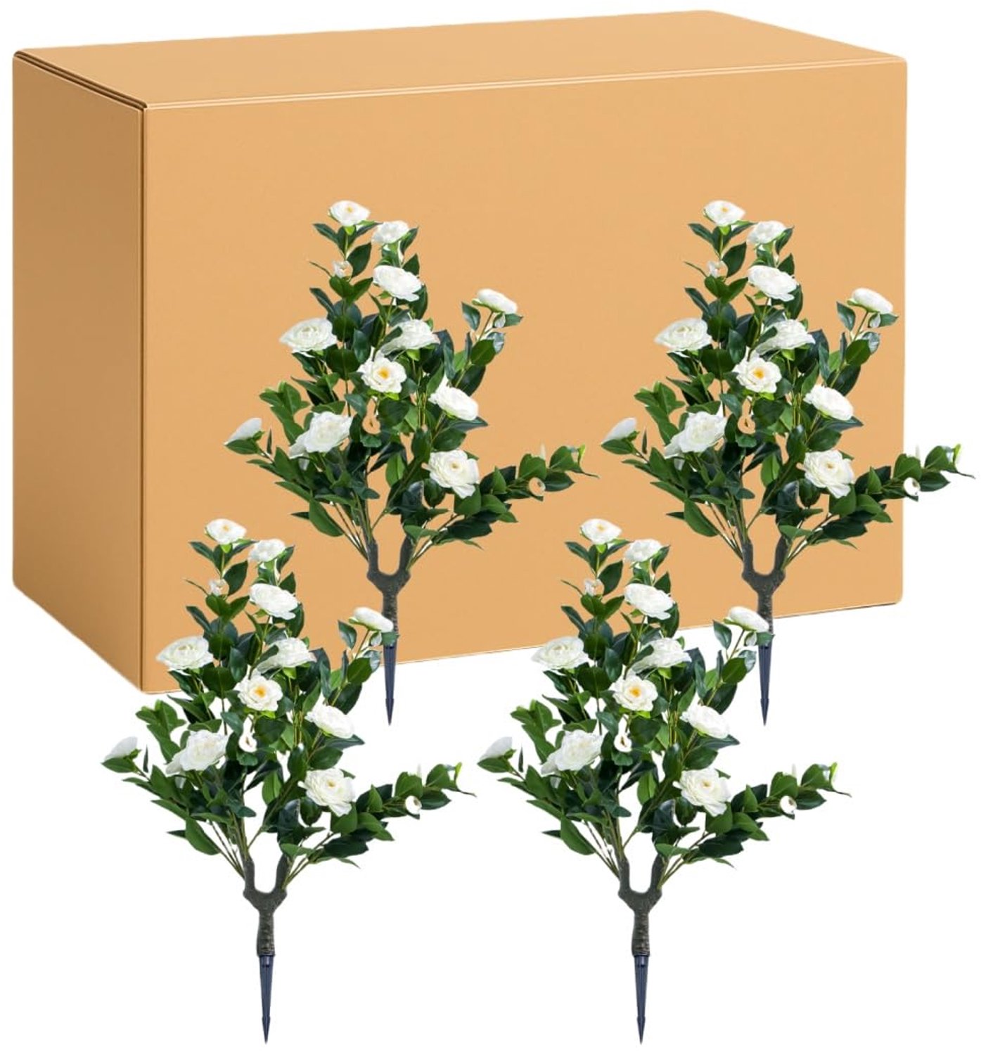 Danky - Kunstmatige topiarybomen met grondpennen - 90 x 40 cm - Wit - 4 stuks