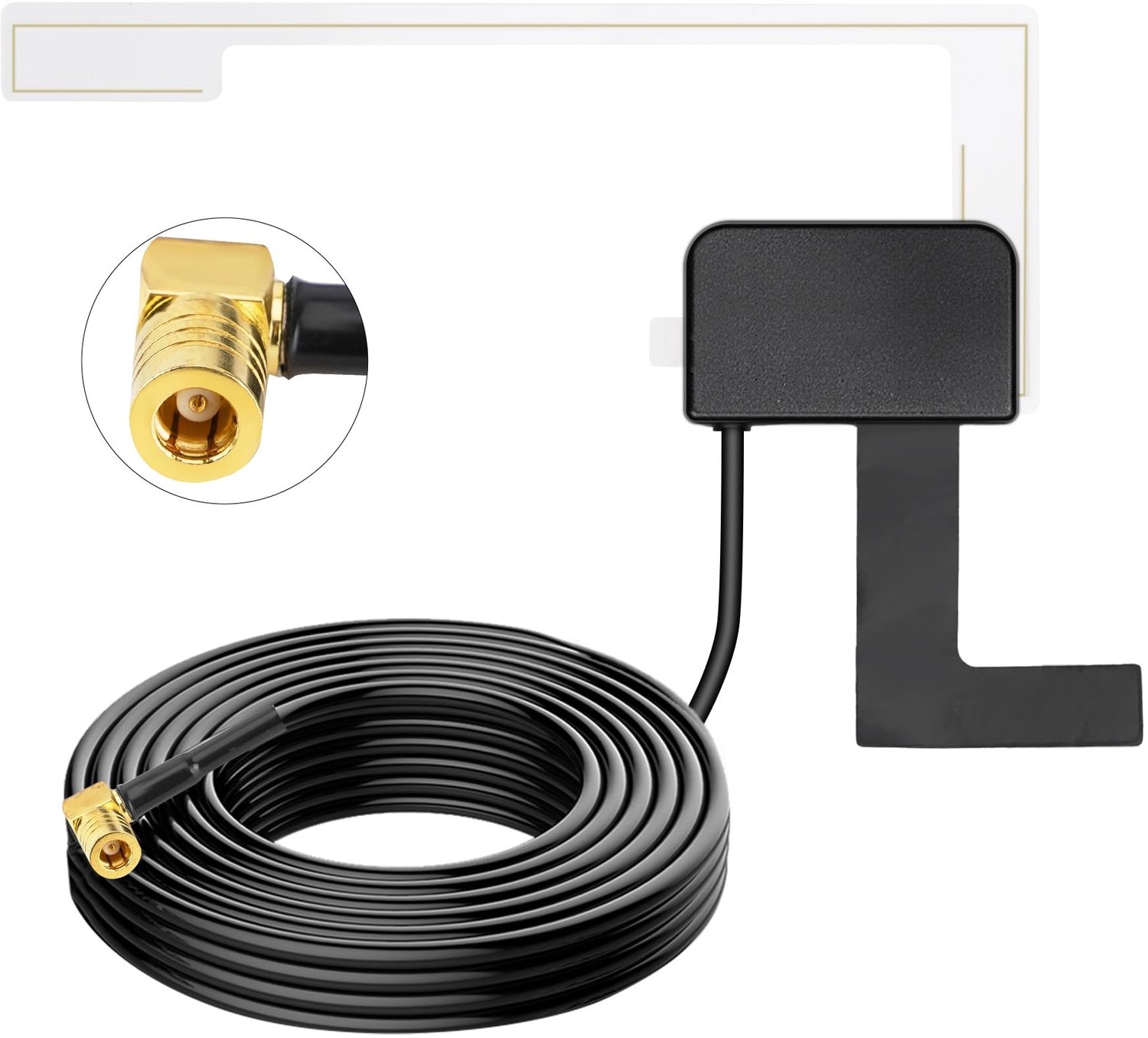 Auto Antenne met Connector - Actief, 3m voor Raammontage
