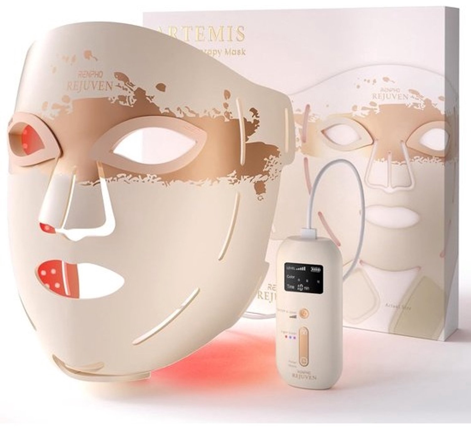 LED-gezichtsmasker - Gezichtsbehandeling - Huidverzorging thuis - 3 lichtstanden - 324 LED's - Wit