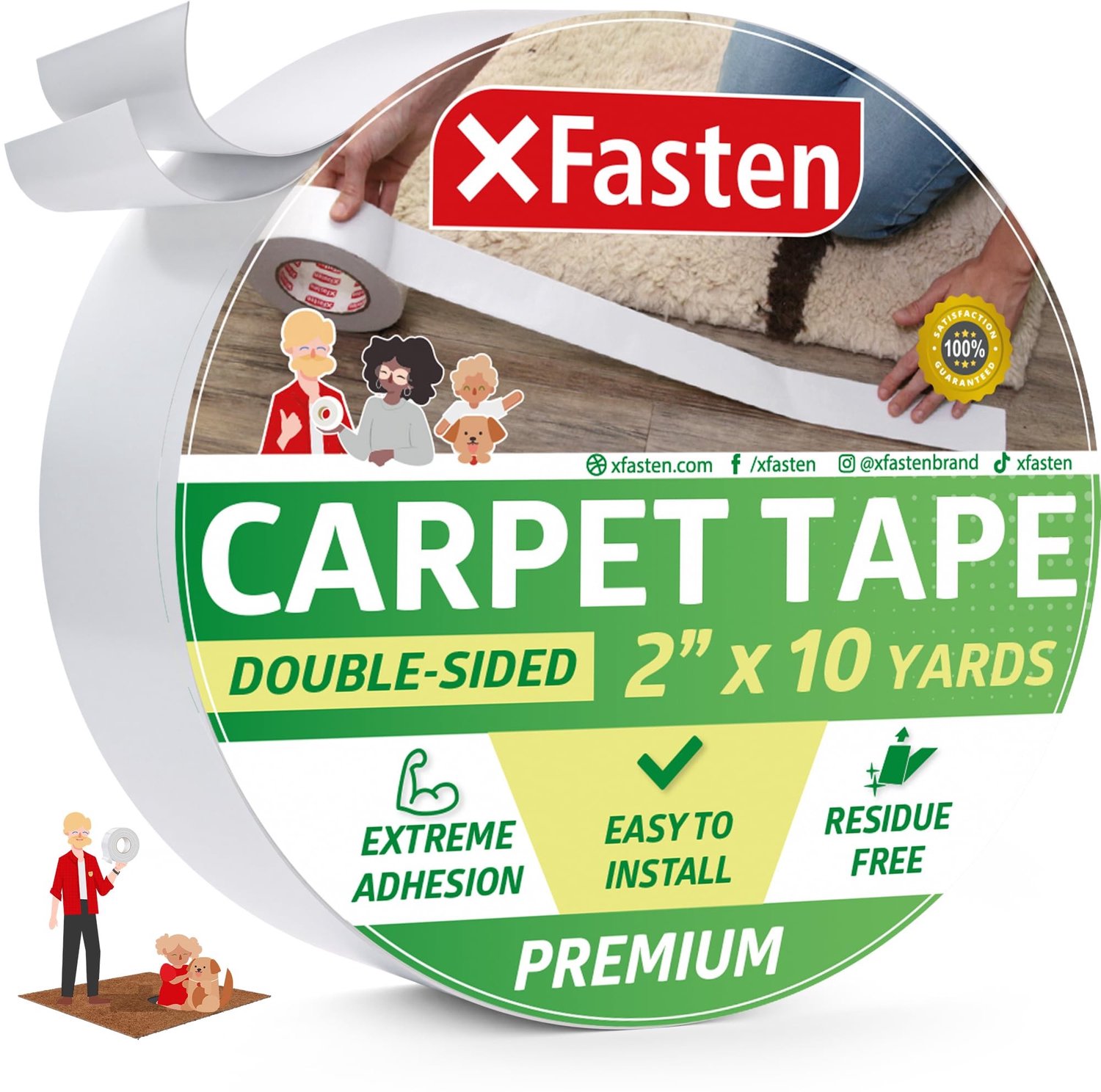 Dubbelzijdige Tapijt Tape - Verwijderbaar en Veilig voor Hout - 6.5cm x 10m