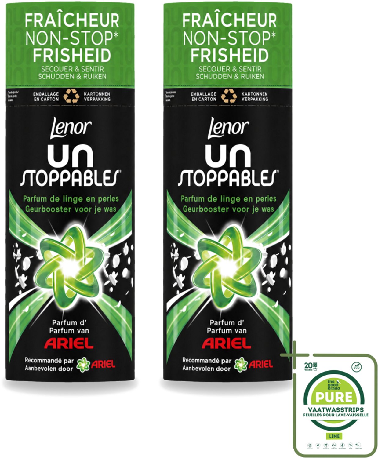 2 x Lenor Unstoppables – Geurbooster – Ariel – 13 Wasbeurten – 165 g - Grootverpakking - Vaatwasstrips - Geurbooster Was - Frisse Geur Was - Wasgeur - Wasgeur Boost - Geurparfum Was