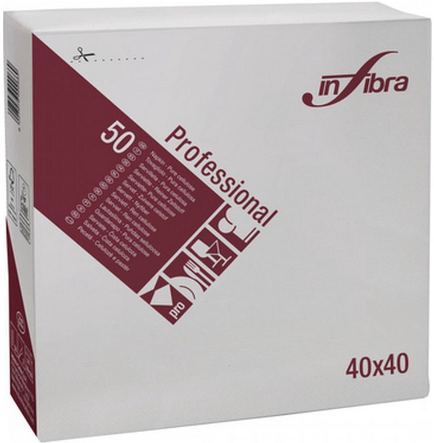 Infibra | Servetten 2-laags | 1/4 vouw | Wit | 40x40cm | 48x50 stuks