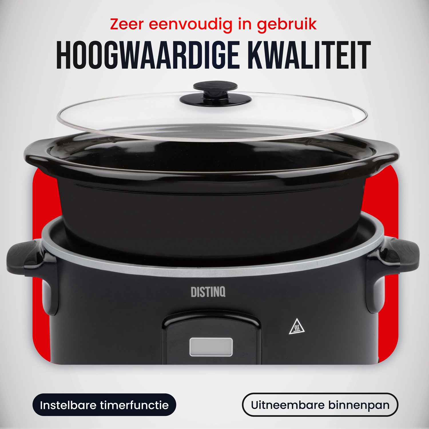 DistinQ Digitale Slowcooker 6 liter met Timer – Keramische binnenpan - Timerfunctie - Warmhoudfunctie – foto 4
