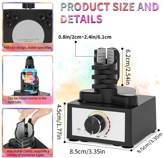 Verfmixer mini vortex mixer met 3 snelheden draagbare mengmachine voor verf acryl nagellak 300-2400 RPM — afbeelding 2