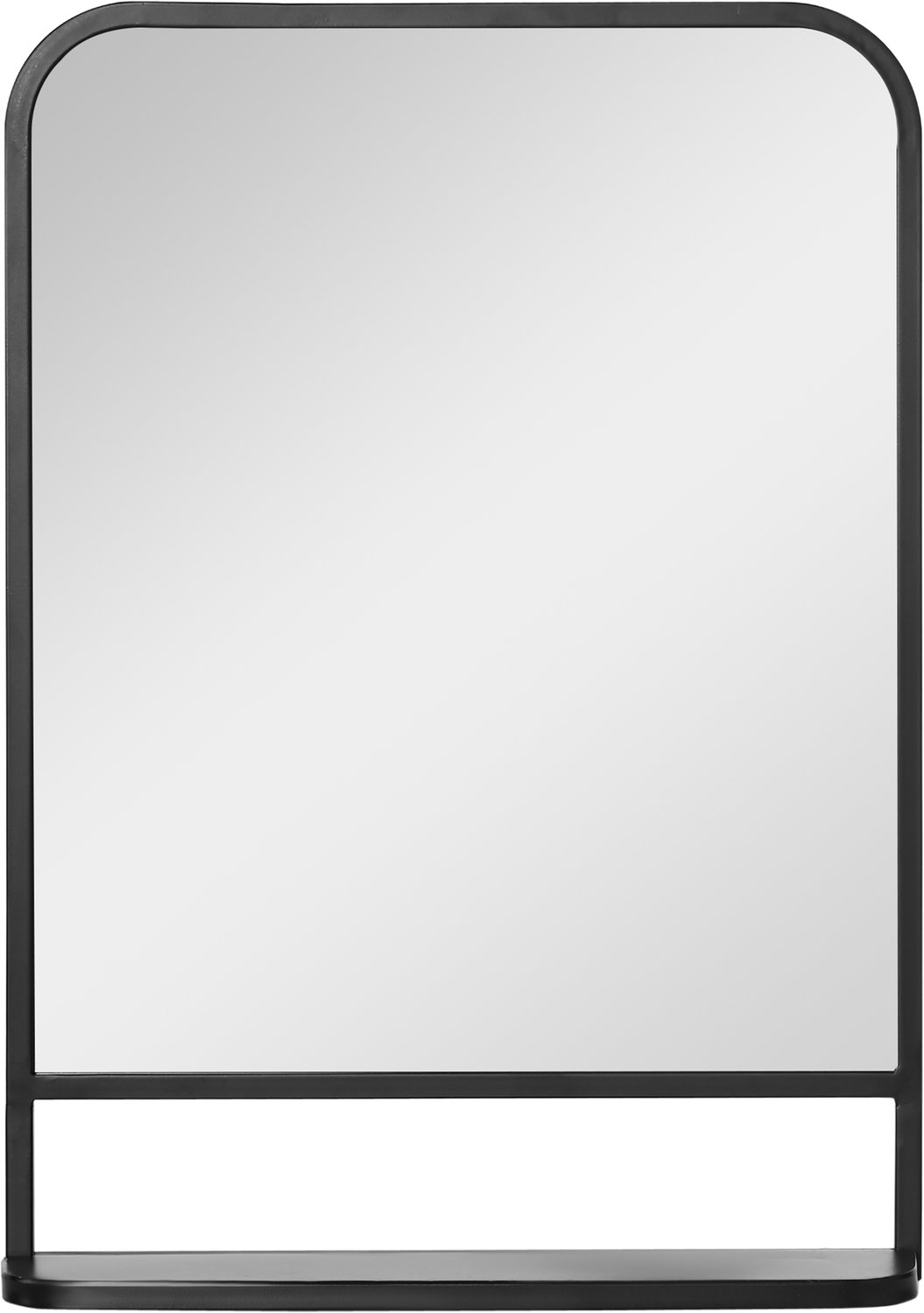 Homona Wandspiegel - Met metalen frame en plank - 70 x 10,2 x 50 cm - Zwart