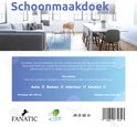Informatieposter voor een beige schoonmaakdoek 40 x 40 cm van het merk Fanatic.