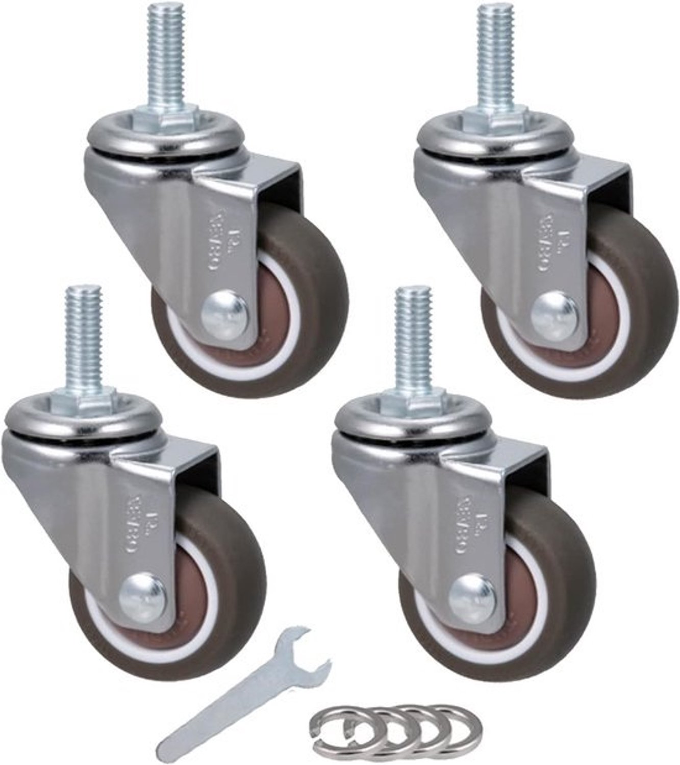 Zwenkwielenset - Meubelwielen voor trolley - Meubels verplaatsen - TPE-rubber - 50mm M8