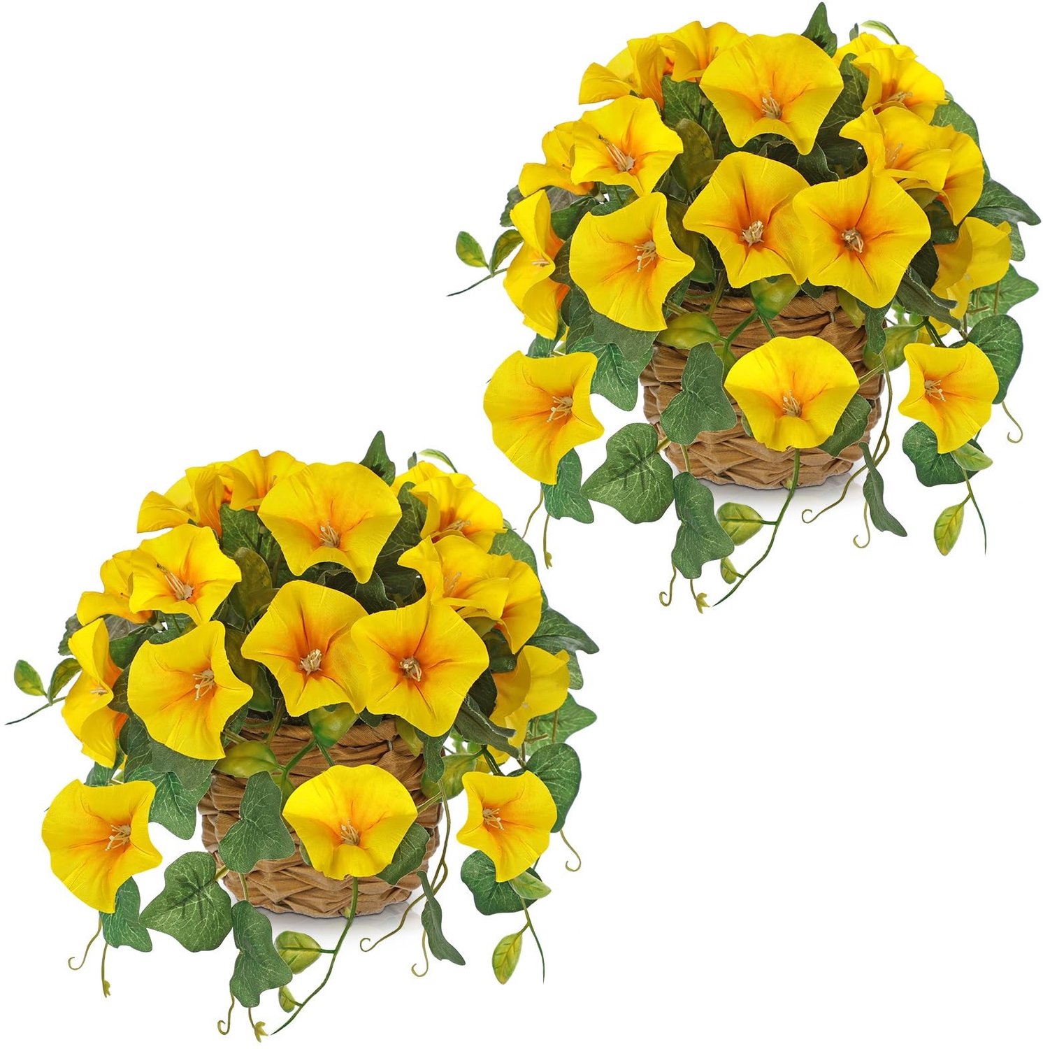 Kunstplanten Petunia - 2 Stuks, 21 cm Gele Bloemen voor Voorjaarsdecoratie