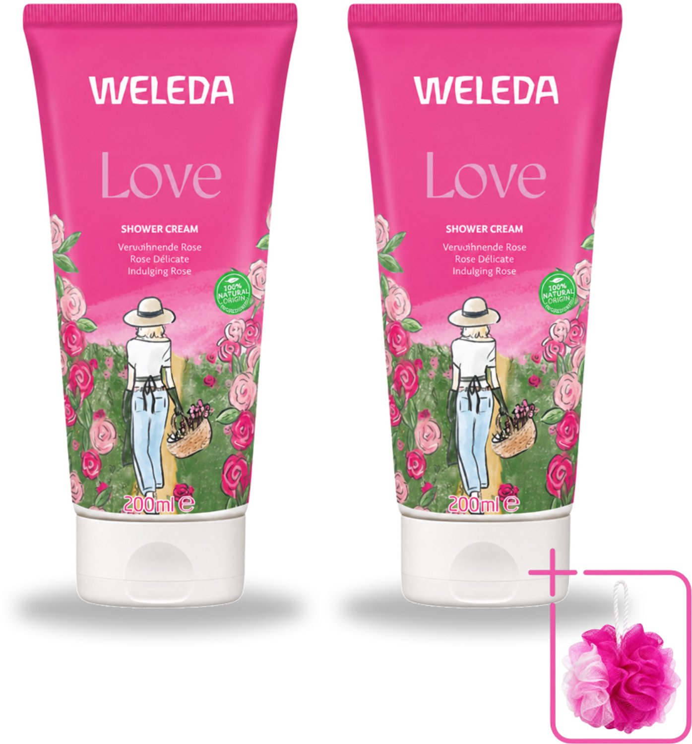 2 x WELEDA - Douchecrème Aroma Shower Love - 200 ml - Bulkverpakking - Douchecrème - Douchemop - Aromatherapie
