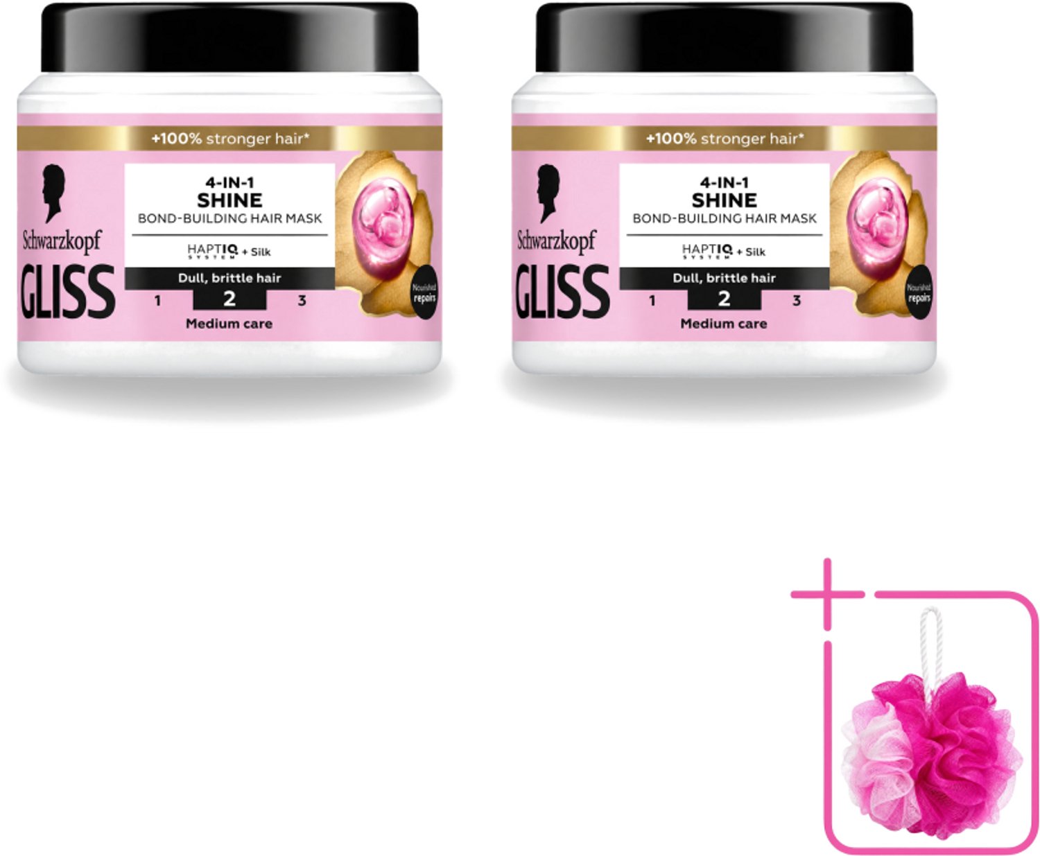 2 x Gliss - Haarmasker - 4in-1 Hair Mask - Voor Zijdezacht en Glanzend Haar - 400 ml - Bulkverpakking - Haarmasker - Douchemop - Zijde