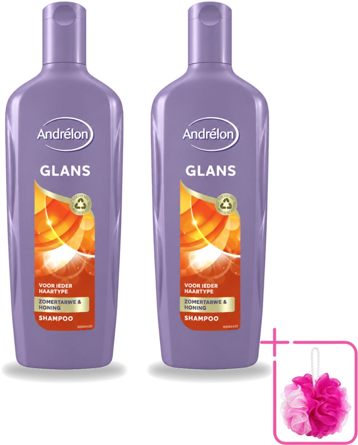 2 x Andrélon - Glans - Shampoo - 300 ml - Bulkverpakking - Glans haar - Douchemop - Natuurlijke glans