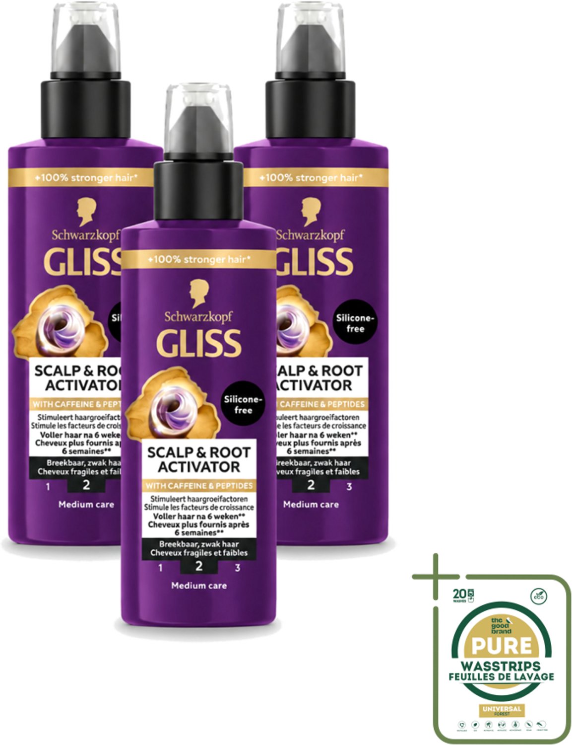 3 x Gliss - Scalp & Root Activator - Siliconenvrij - Voor Gezonde Hoofdhuid - 100 ml - Wasstrips - Haarschade - Haarwortel Activator - Haargroei Stimuleren - Gezonde Hoofdhuid - Haarversterking