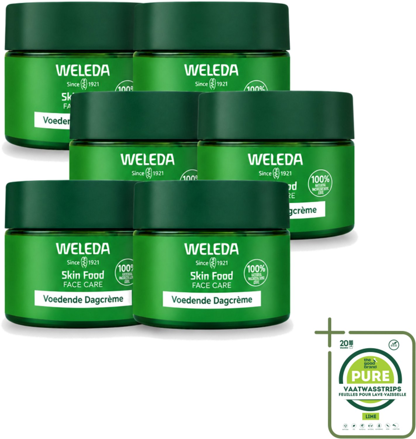 6 x WELEDA - Dagcrème Skin Food - Voedend - 40 ml - Grootverpakking - Vaatwasstrips - Huidverzorging - Voedende Crème - Dagcrème - Hydratatie - Natuurlijke Huid