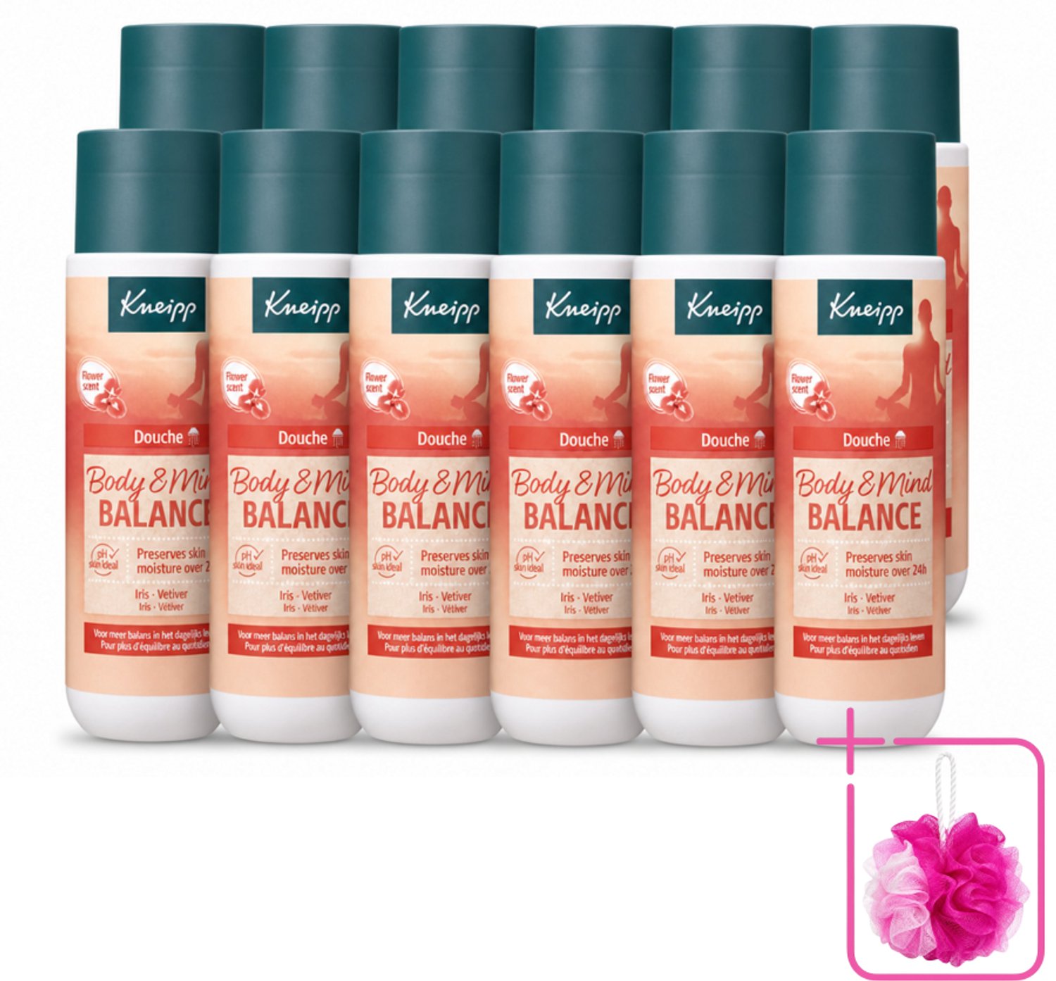 12 x Kneipp - Douchegel - Body & Mind Balance - 200 ml - Bulkverpakking - Douchegel - Douchemop - Balans