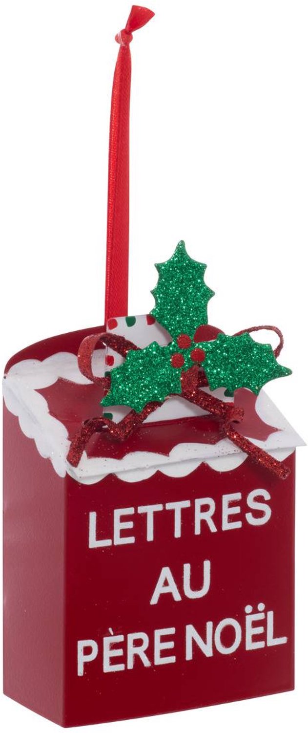 Feeric lights & Christmas Hangende dennenboom-brievenbus van rood metaal, 11 cm Rouge