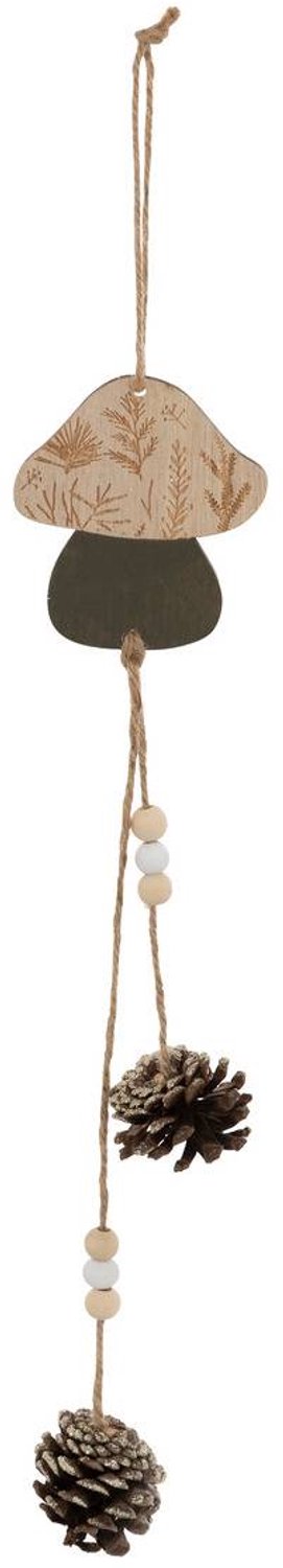 Feeric lights & Christmas Kerstversiering met paddenstoel en dennenappel van hout, 33 cm Vert