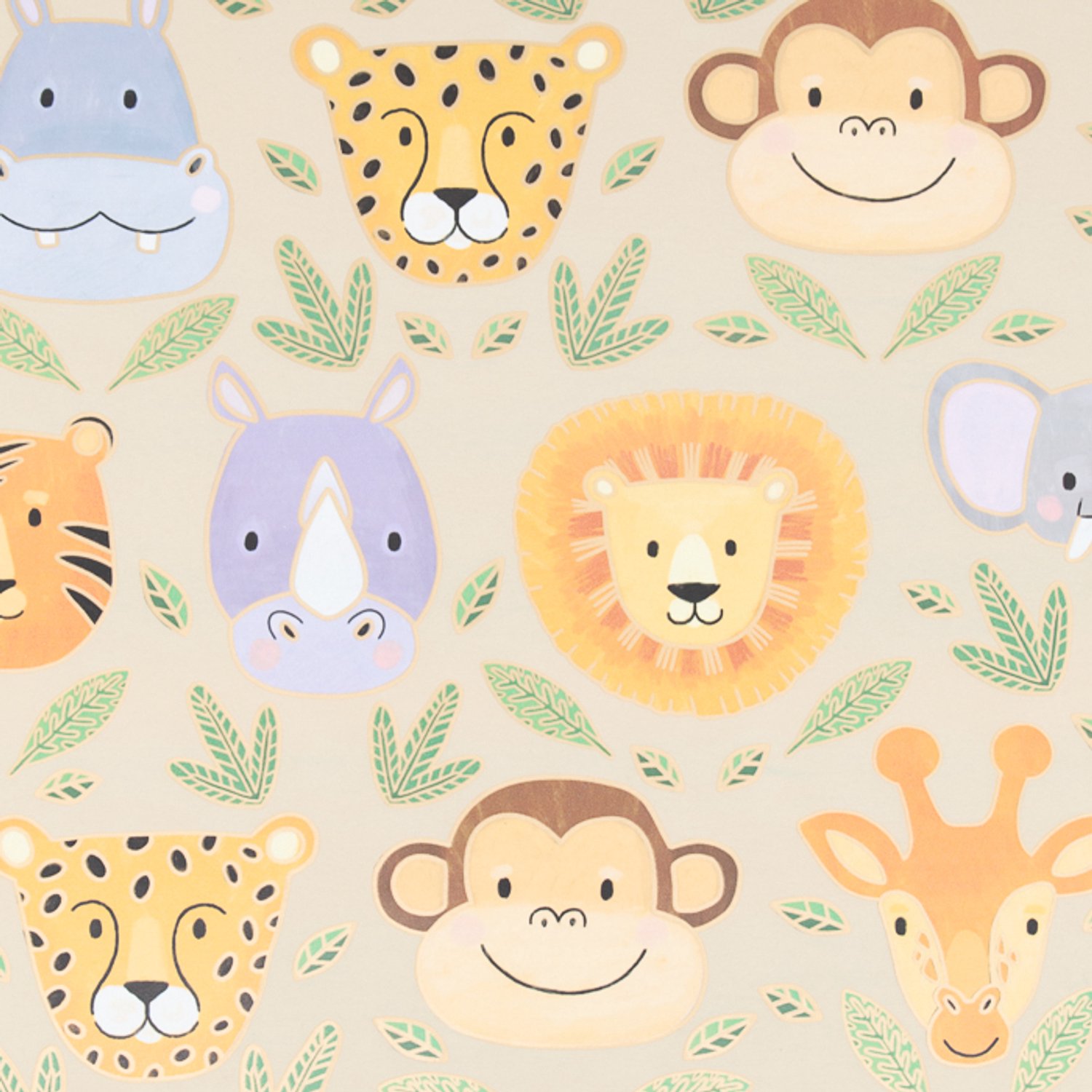 Inpakpapier - cadeaupapier - zandkleur met gouden dieren - 50 cm x 150 meter