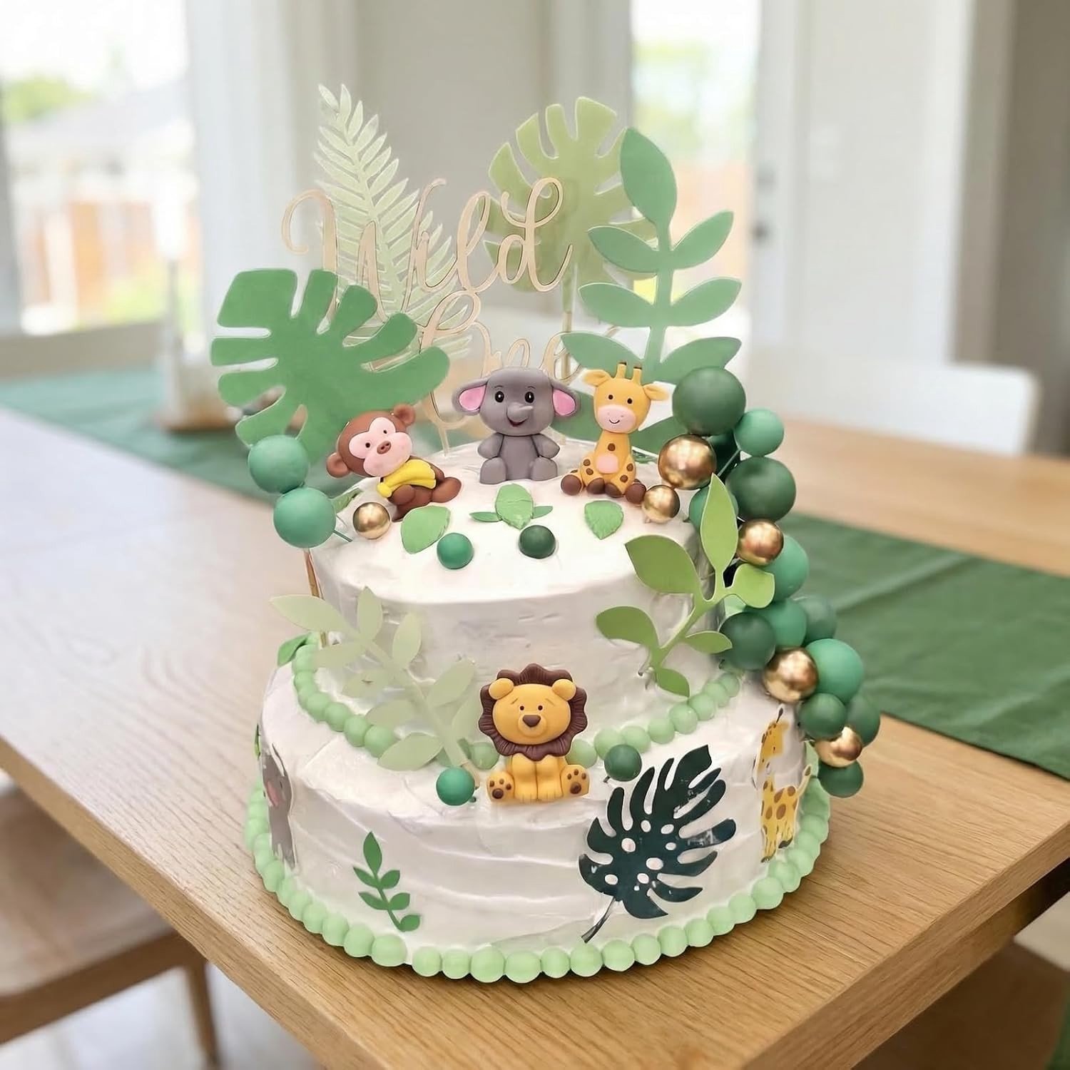 Feestelijke Verjaardagsdecoratie met 35 Dieren voor een Jungle Themaparty met Leeuwen, Olifanten en Apen