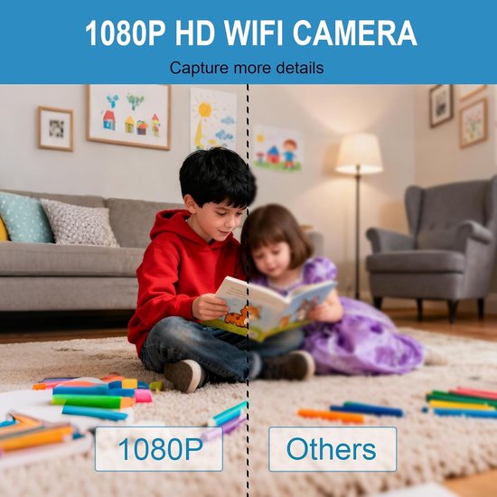 Mini beveiligingscamera, 1080P HD WiFi binnen-/buitencamera voor thuis (geschikt voor babyverzorging, huisdierbewaking of oppassen), bewaking op afstand via een mobiele app (geschikt voor iOS/Android, alleen video). — afbeelding 3