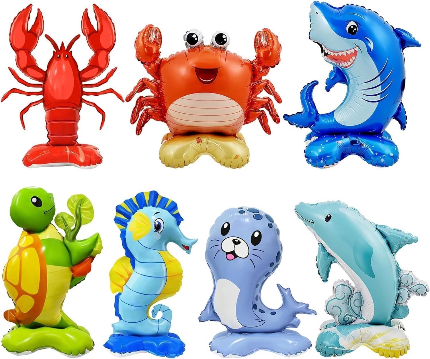 Zeewier Ballonnen Set van 7 Stuks - Decoratie voor Kinderfeestje met Zee Dieren, Helium Ballonnen voor Ocean Themed Party