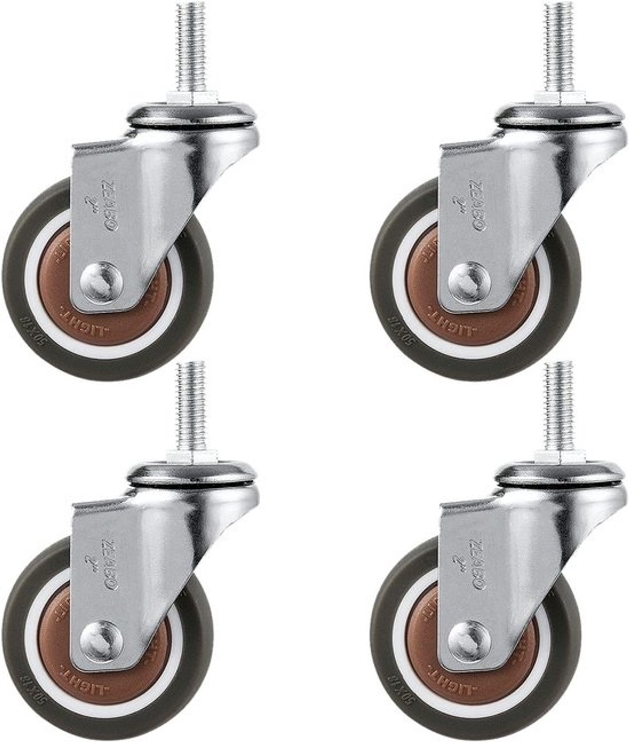 Meubelzwenkwielen 4 stuks - Transportwielen van rubber - Meubels verplaatsen - Stil en vloervriendelijk - 38mm M8 - Zwart