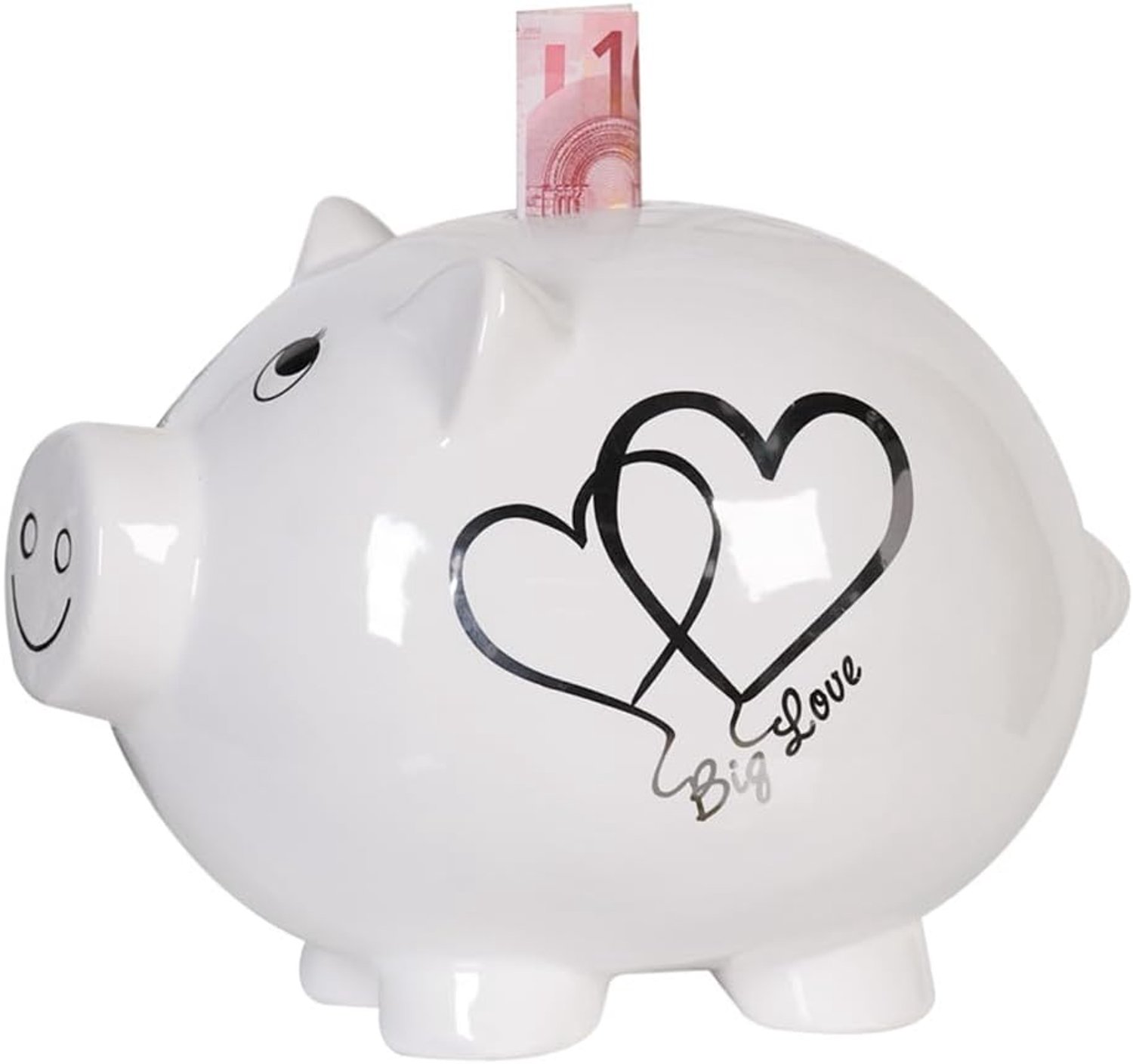 Casablanca Big Love Spaarpot XXL Keramiek Wit/Zilver 29cm