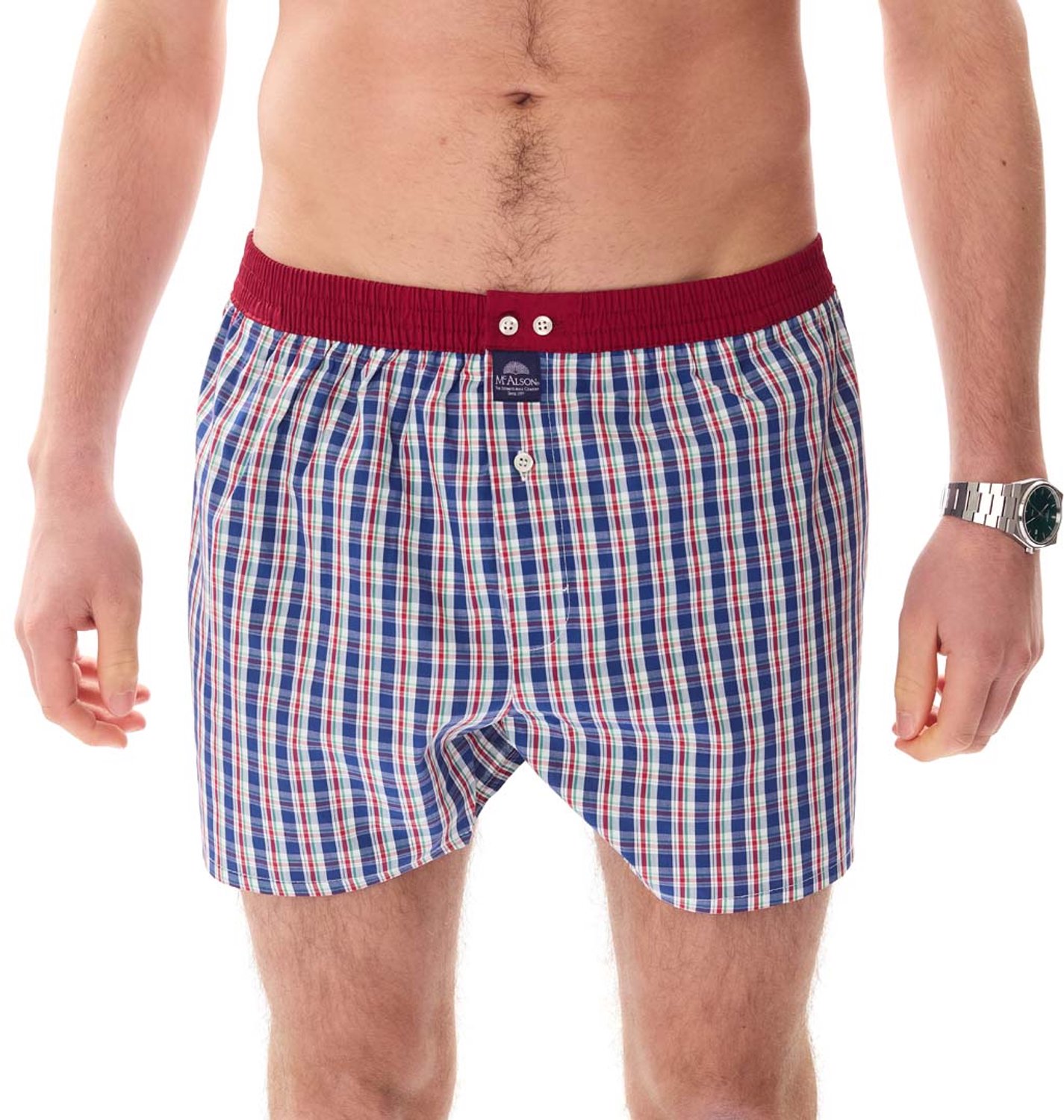 McAlson Heren Boxershort Tartan Marineblauw & Wit Blauw M