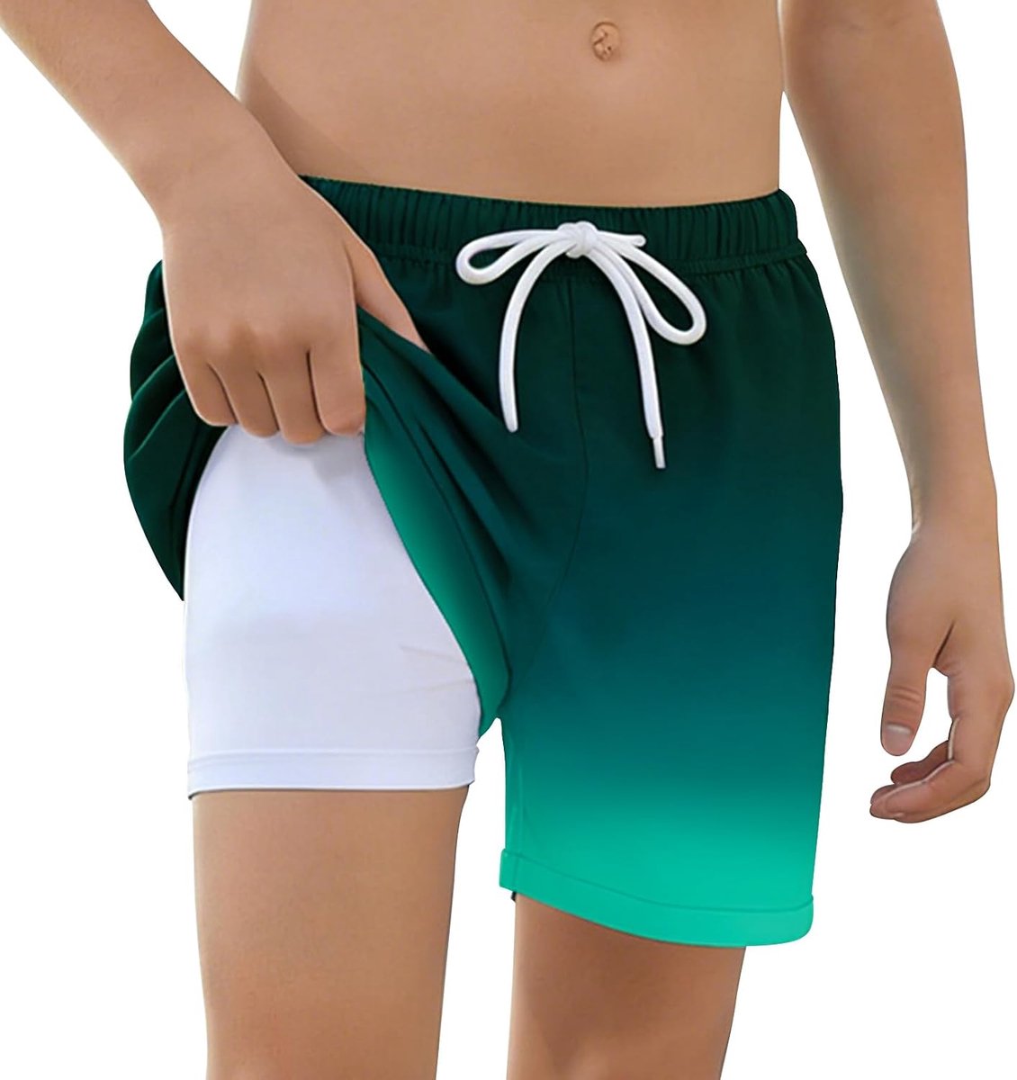 Zwembroek voor jongens, elastische taille, verstelbaar trekkoord, compressievoering, sneldrogend, strandshorts, surfen, 5-16 jaar