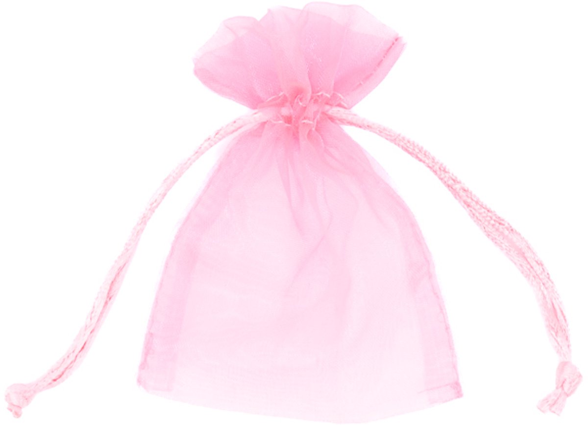 Organza zakjes - cadeauzakje - 7,5 x 10 cm - roze/felroze - 10 stuks