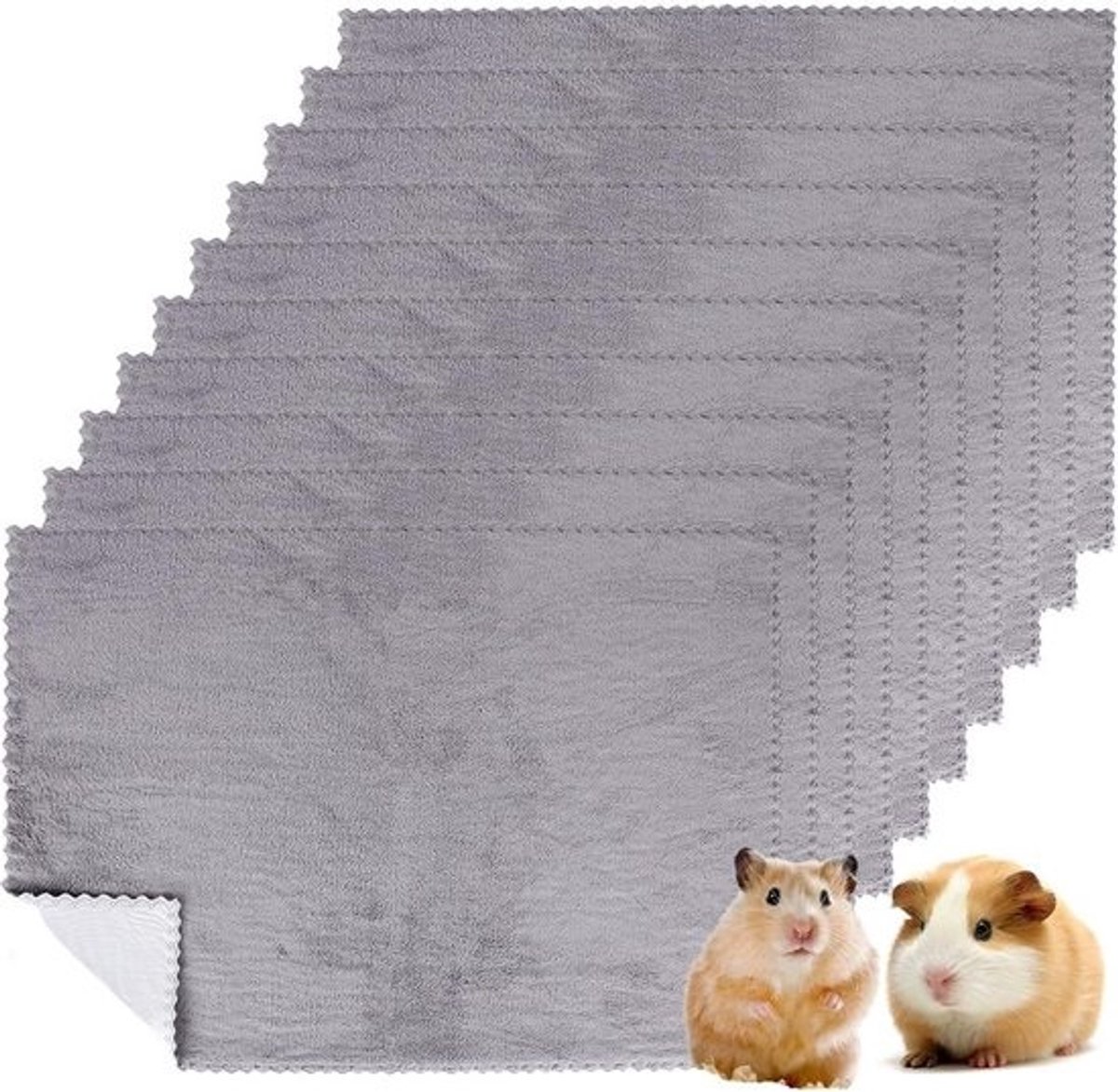Waterdichte dekens voor kleine huisdieren - Set van 10 zachte dekens voor huisdieren - Wasbare PIPI-onderlegger - Slaapmat voor hamsters, puppy's en katten - Grijs, 35 x 75 cm