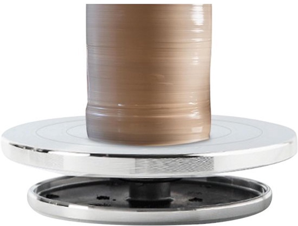 Draaischijf Keramiek - Draaiplateau Pottenbakken - Keramiek Vormgeven - Handmatige Zwengelbediening - 15 cm - Zilver