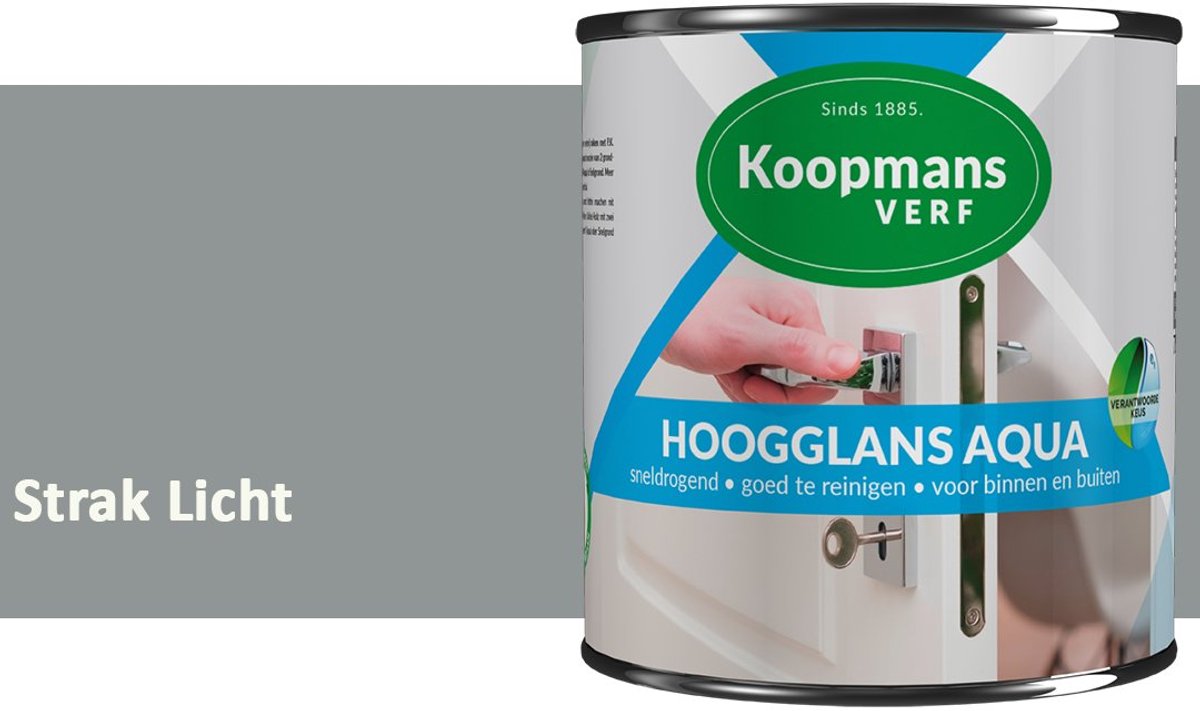Koopmans Hoogglans Aqua Lak – 750 ml – Strak Licht – Hoogglans Verf – Sneldrogend & Biobased – Voor Binnen en Buiten – Hout & Metaal