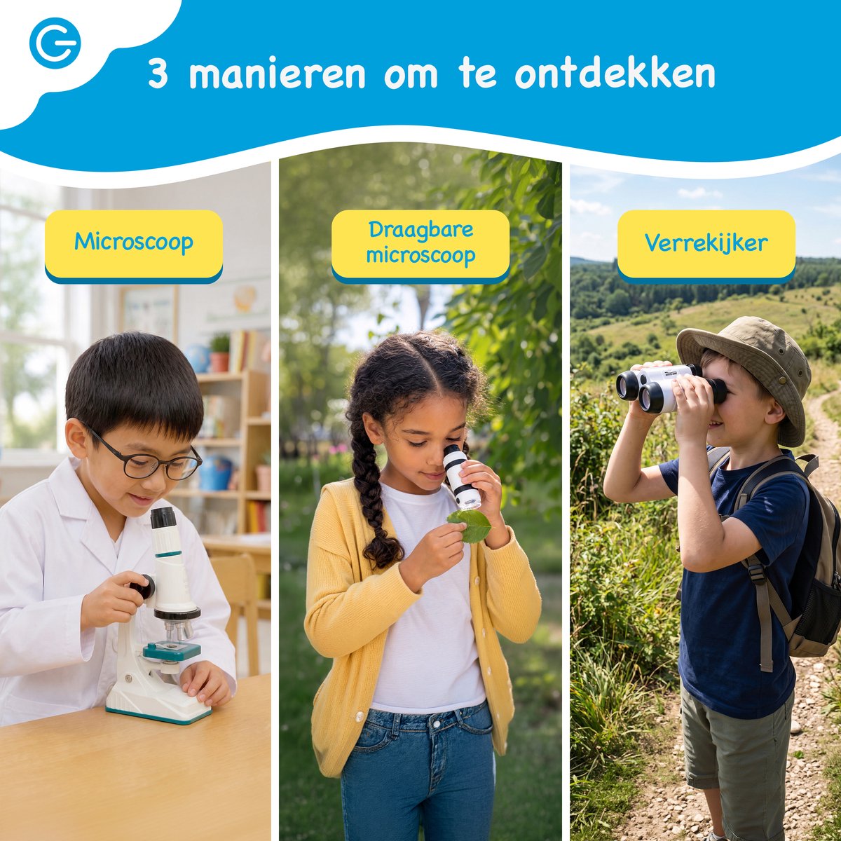 Silvergear® Microscoop voor Kinderen Set 3 in 1 - Tafelmicroscoop, Draagbare Microscoop & Verrekijker incl. Accessoires - Educatief STEM Speelgoed - Cadeau Jongens en Meisjes - 6, 7, 8, 9, 10, 11, 12, 13, 14, 15, 16+ Jaar - Wit — afbeelding 8
