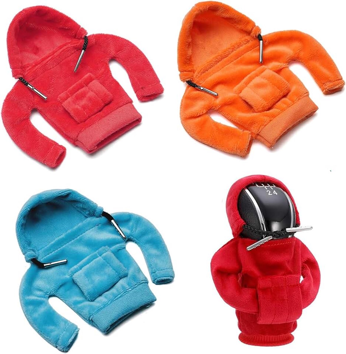 3 stuks versnellingspook Hoodie, grappige schakelhendel, universele hoody, auto-versnellingspookafdekking, mini-hoodie voor pookkook-afdekking, versnellingspookkap, auto, decoratie