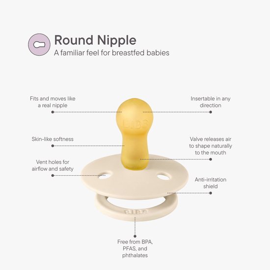 BIBS Colour Fopspeen - 6-18 mnd - 2-pack - Rond - Ivory/Tango — afbeelding 4