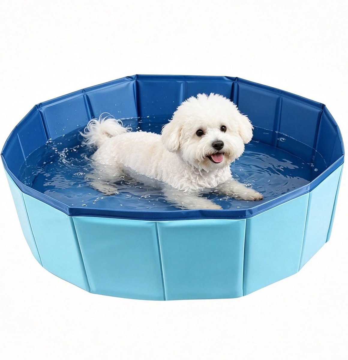 Hondenzwembad, 60 x 20 cm, draagbaar, pvc, hondenbadkuip, opvouwbaar, hondenzwembad, hondenzwembad met afvoerventiel voor kleine honden en katten