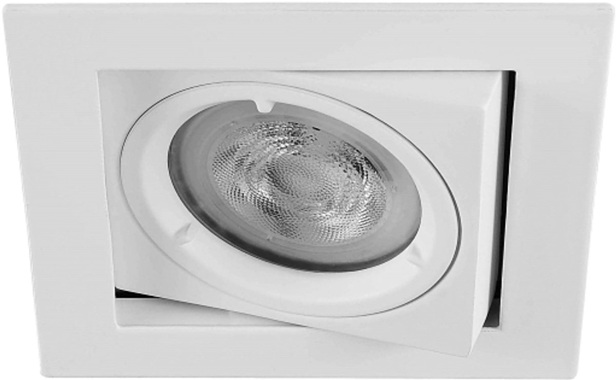 Ondiepe LED spot Corwin vierkant wit - 4000K - dimbaar - 36° lichthoek