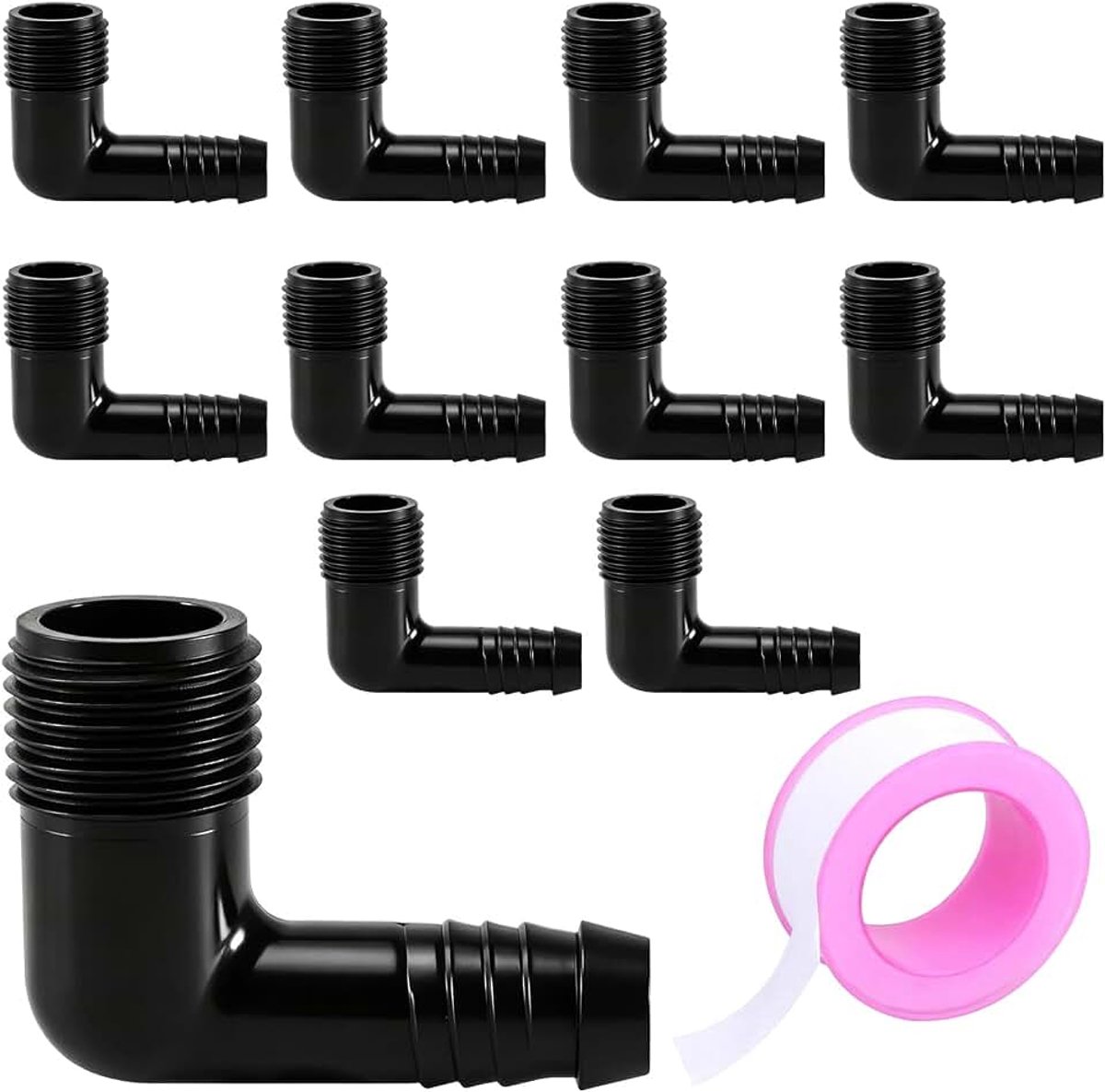 10 stuks 90 graden hoekstuk, 90 graden hoekboog met 1/2 buitendraad, 1/2 inch hoekschroefverbinding, slang weerhaak koppeling, compatibel met Rainbird SBE-075 + SPX-Flex, voor sprinklerinstallatie