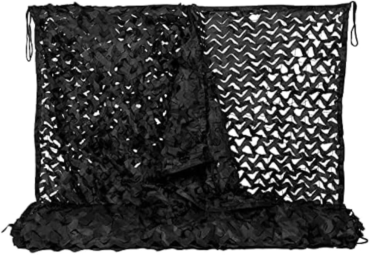Camouflagenet, 3 x 4 m, geschikt voor de jacht, outdoor- en campinggebruik, als decoratie, zonnewering, zwart