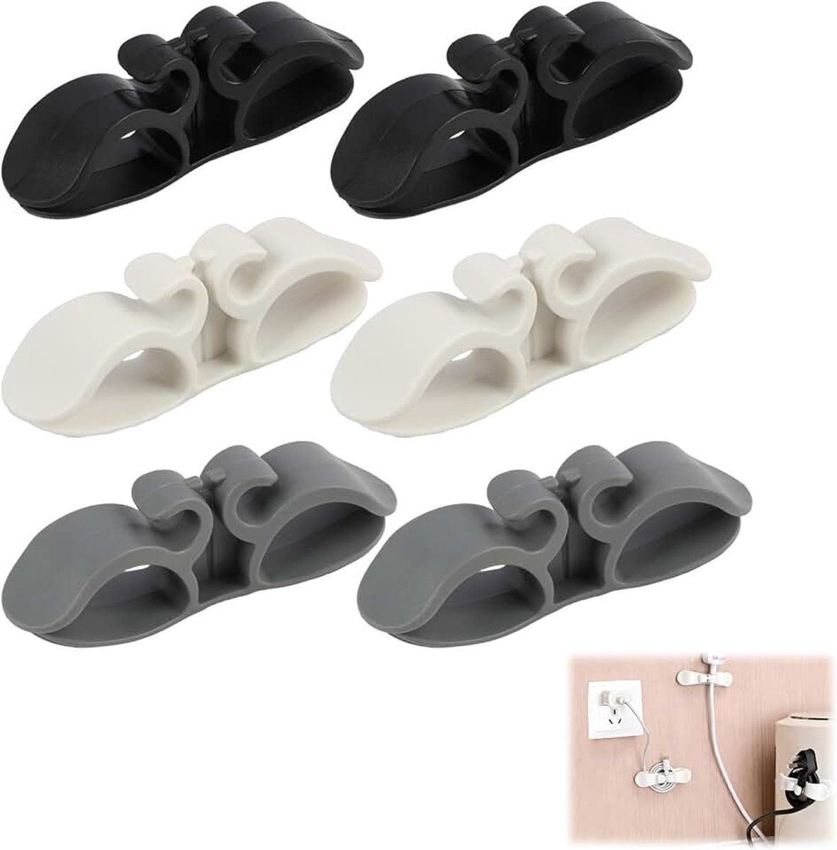 6 stuks kabelorganizer, zelfklevend, snoerorganizer voor keukenapparaten, draadhaspel van siliconen, opbergclips voor kabels voor koffiezetapparaat, mixer, rijstkoker
