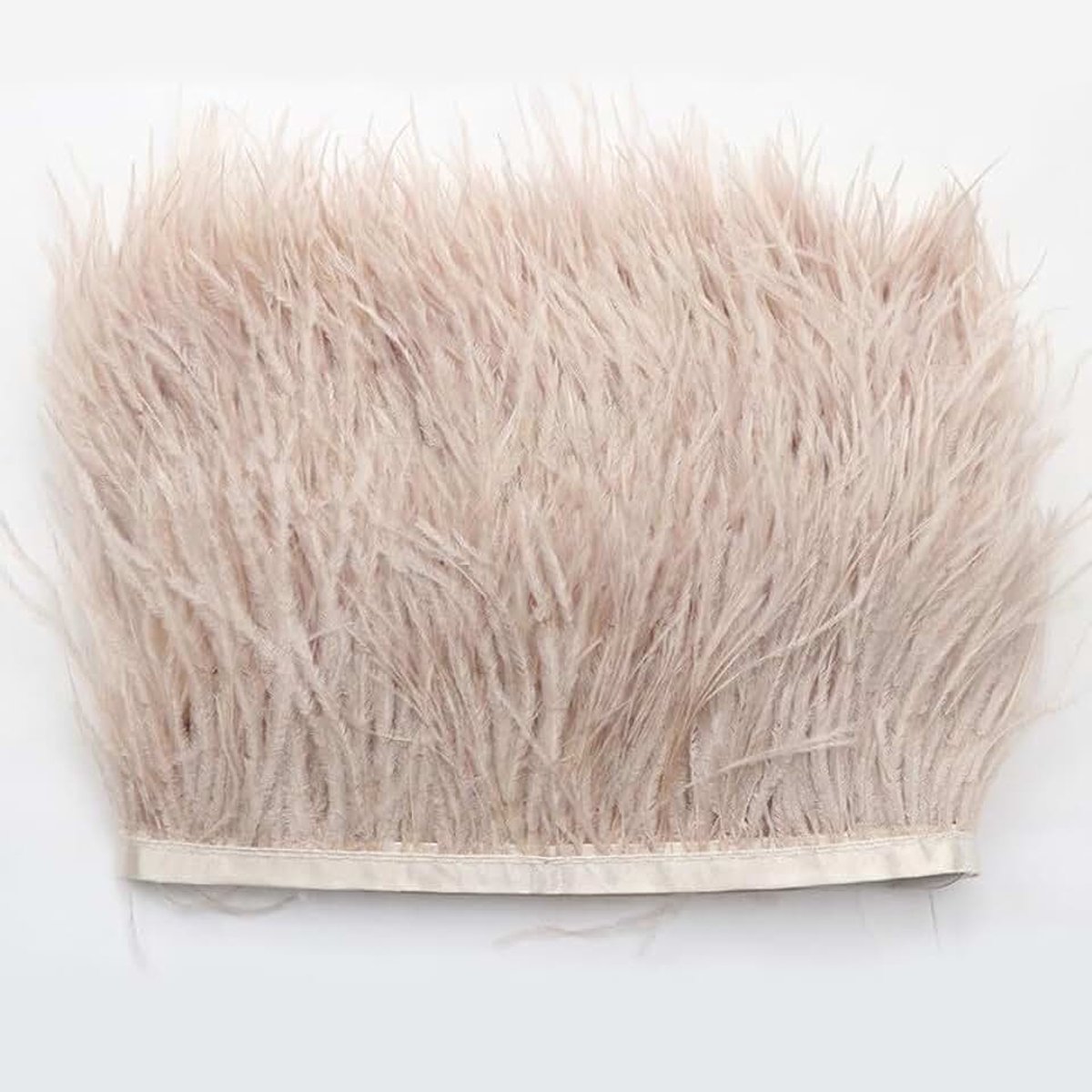 1 m Struisvogelverenboord, franjes met satijnen lint, 8-10 cm, natuurlijke veren, franjes, knutselveren, kwastjes, franjeband, voor kleding, doe-het-zelf naaien, handwerk, kostuums,