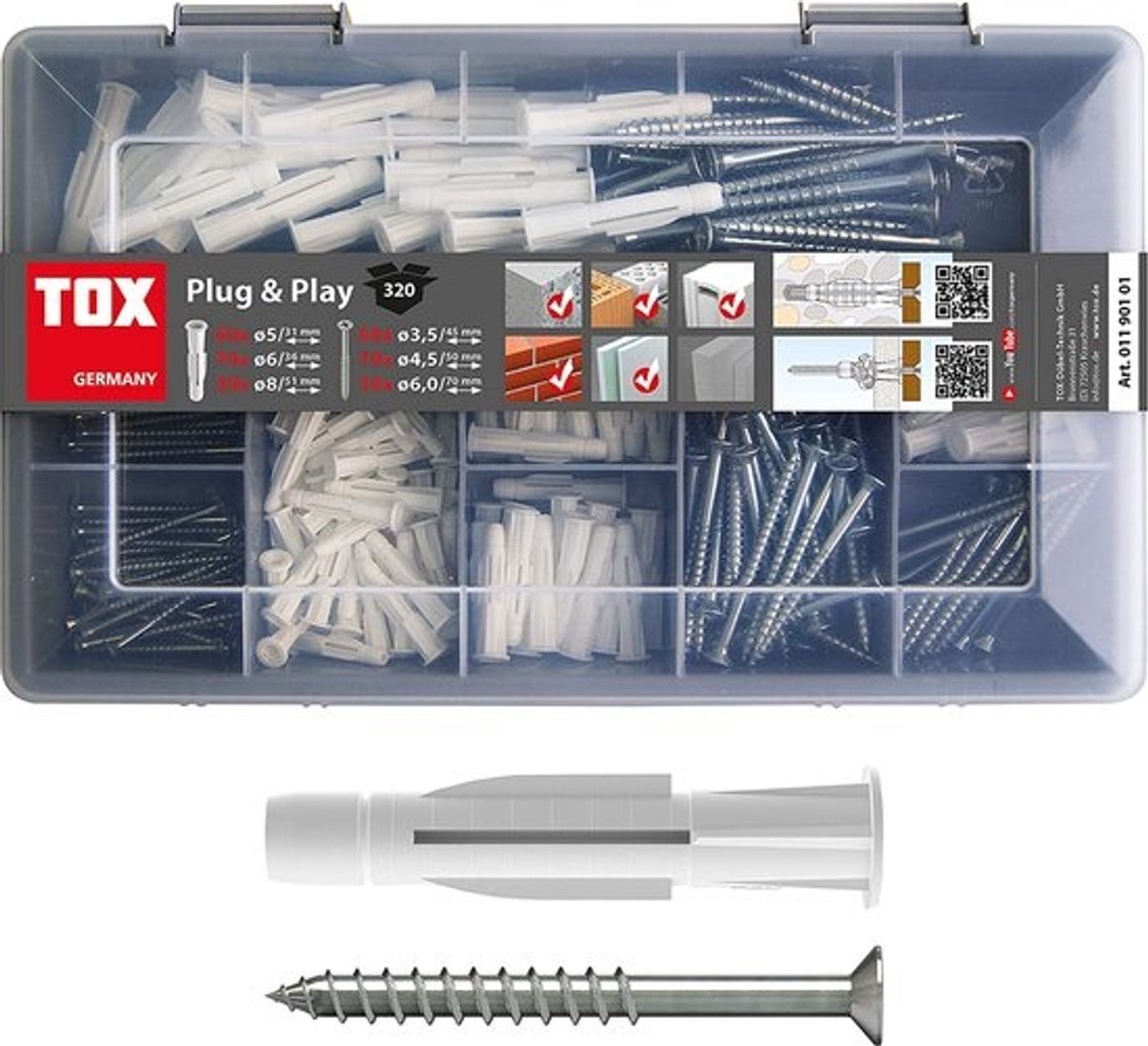 zelftappende schroeven-assortimentset,self-tapping screw assortment set 40 x 290 x 175 millimetres
