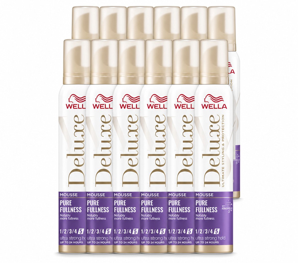 12 x Wella – Deluxe Pure Fullness – Haarmousse – 200 ml - Voordeelverpakking - 12 stuks