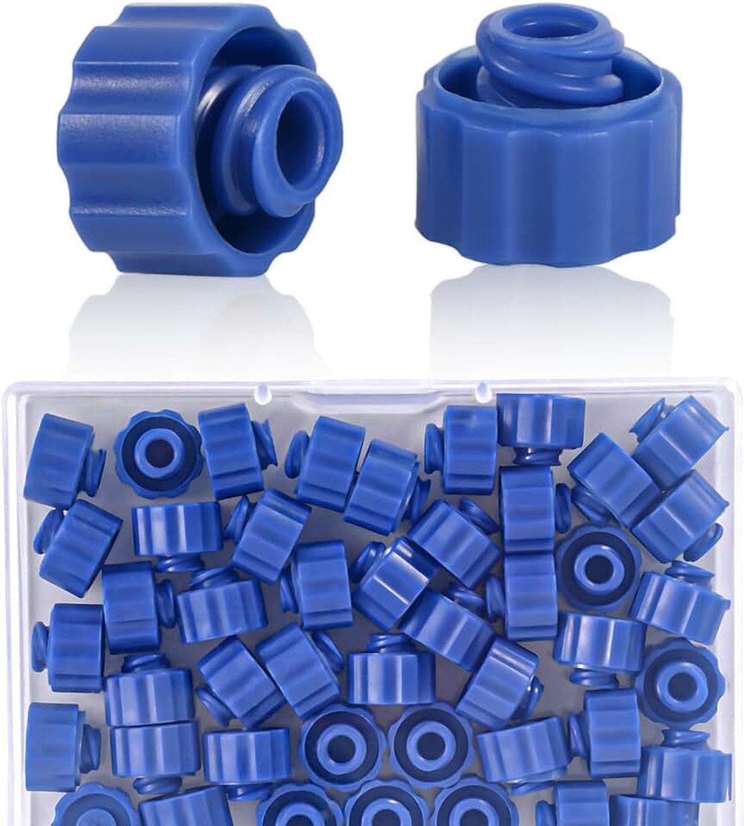 50st Spuitdopjes, Lekvrije Doseernaalddopjes voor Voedingssondes Laboratoriumgebruik Compatibel met Luer Lock/Slip-Specificaties (Blauw)